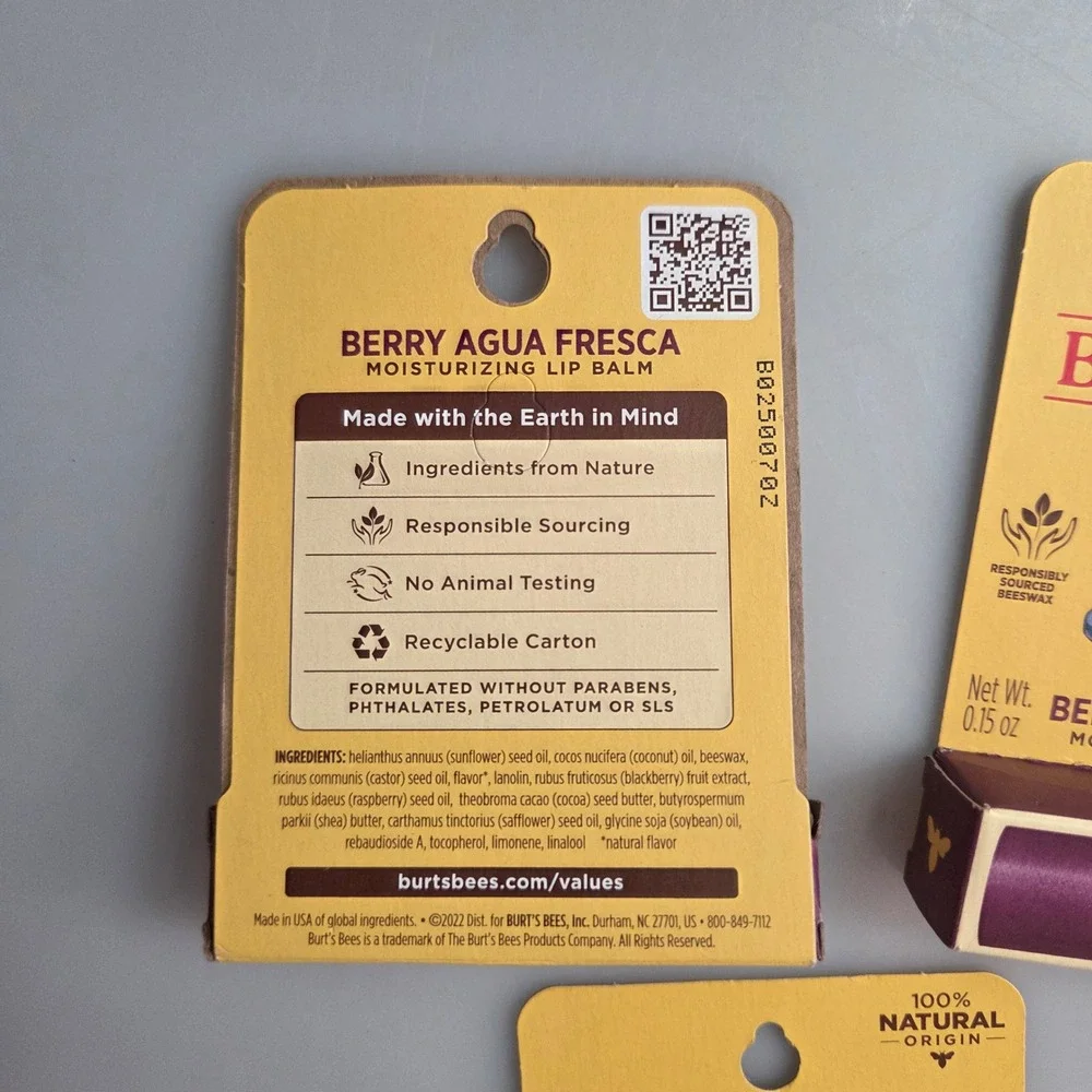 5 Pack Burt's Bees Berry Agua Fresca Moisturizing Lip Balm 0.15oz Each New